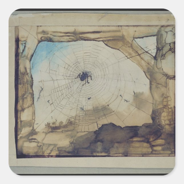 Vianden durch das Web einer Spinne Quadratischer Aufkleber (Vorderseite)
