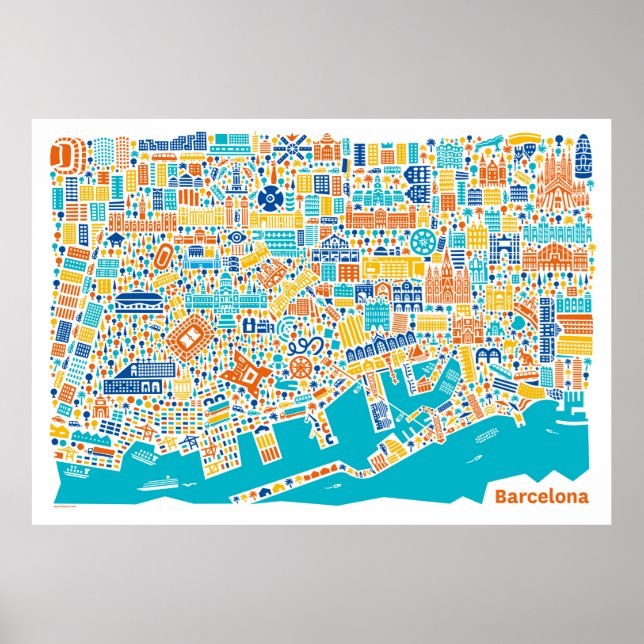 Vianina Barcelona City Map Poster (Vorne)