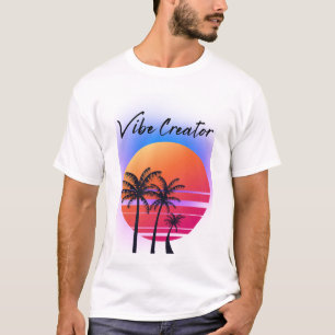 Vibe Creator: Retro-Sonnenuntergang mit Palmen T-Shirt