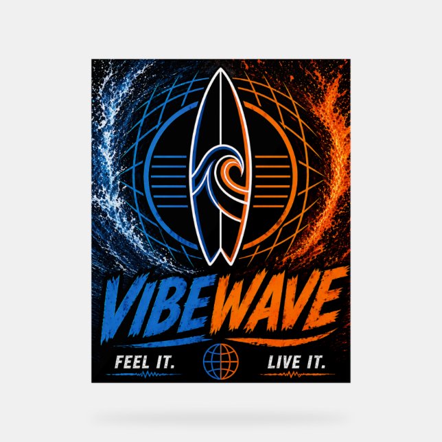 Vibe Wave Neon Surf Poster – Retro Synthwave-Ästhe (Vorderseite)