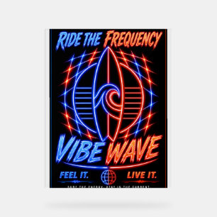 Vibe Wave Neon Surf Poster – Retro Synthwave-Ästhe
