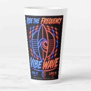 Vibe Wave Neon Surf Poster – Retro Synthwave-Ästhe Milchtasse