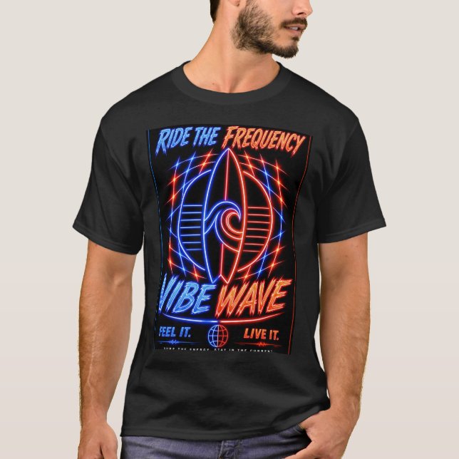 Vibe Wave Neon Surf Poster – Retro Synthwave-Ästhe T-Shirt (Vorderseite)