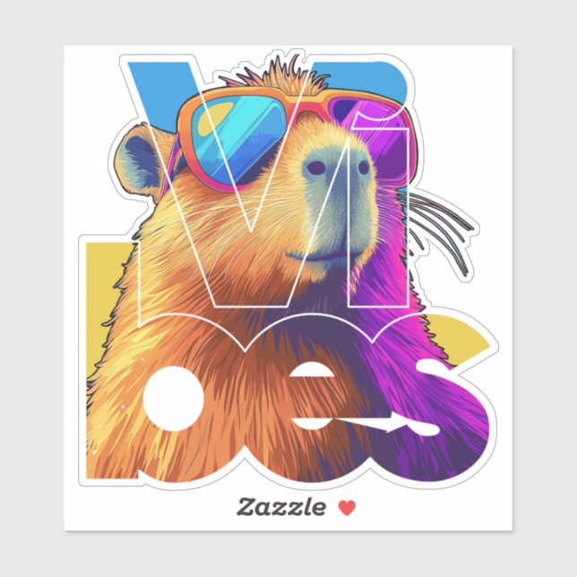 Vibes Capybara Retro Design Aufkleber (Blatt)