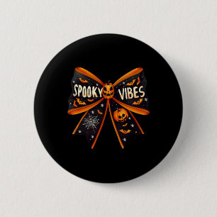 Vibes Coquette Bow Groovy Halloween Women Girls Ki Button
