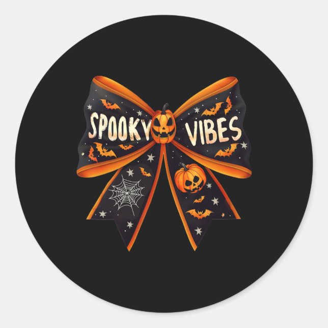 Vibes Coquette Bow Groovy Halloween Women Girls Ki Runder Aufkleber (Vorderseite)