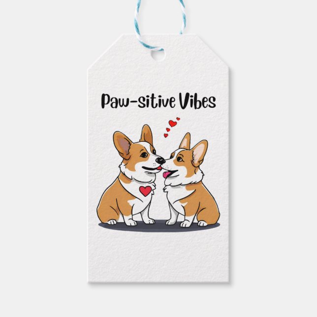 Vibes Corgis in Liebe Geschenkanhänger (Vorderseite)