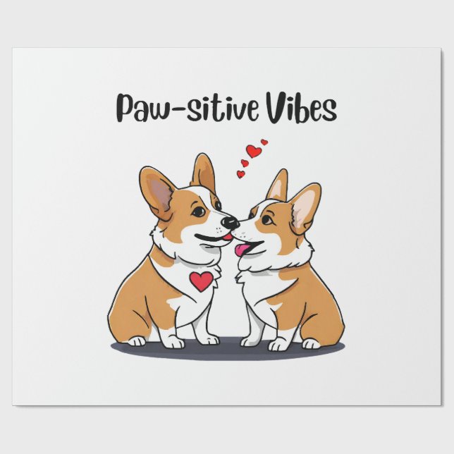 Vibes Corgis in Liebe Geschenkpapier (Flach)