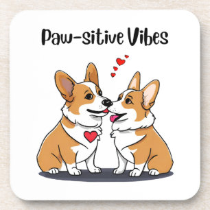 Vibes Corgis in Liebe Getränkeuntersetzer