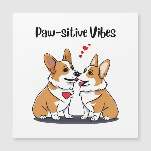 Vibes Corgis in Liebe Magnetkarte (Vorderseite)