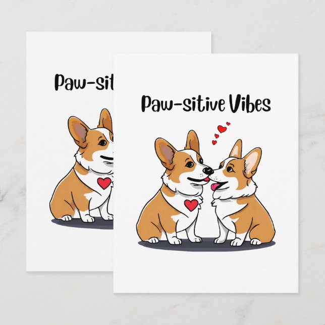 Vibes Corgis in Liebe Mitteilungskarte (Vorne/Hinten)