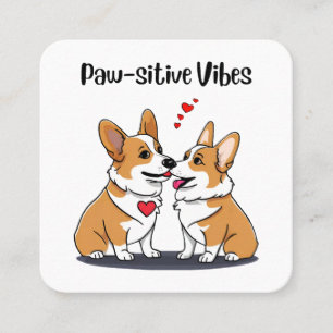 Vibes Corgis in Liebe Quadratische Visitenkarte