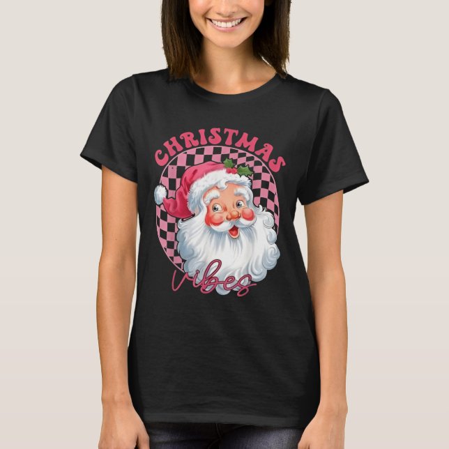 Vibes Groovy Pink Santa T-Shirt (Vorderseite)