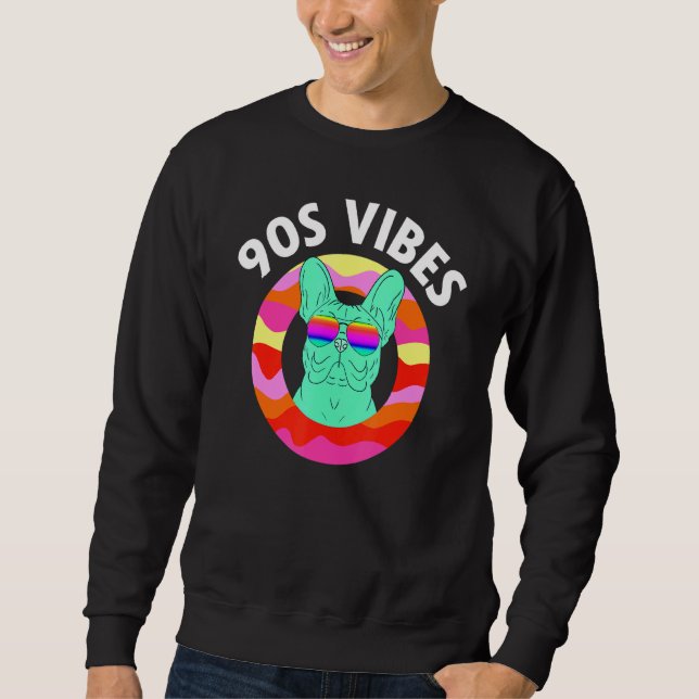 Vibes Lazy Costume Frenchie Hund Mama Retro sie Sweatshirt (Vorderseite)