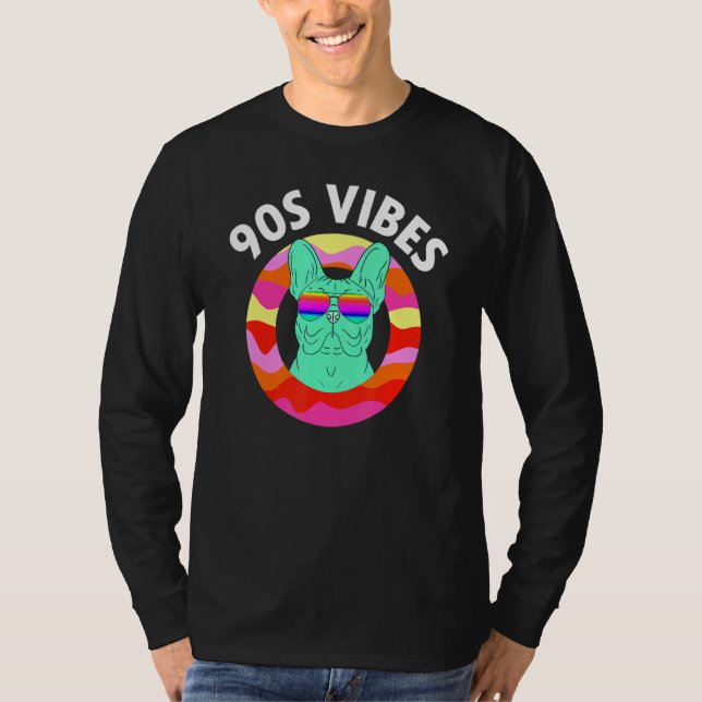 Vibes Lazy Costume Frenchie Hund Mama Retro sie T-Shirt (Vorderseite)