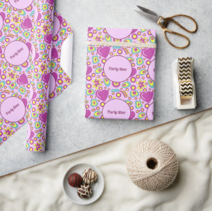 Vibes Lila Color Summer Pattern der 70er Jahre Geschenkpapier