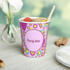 Vibes Lila Color Summer Pattern der 70er Jahre Pappbecher