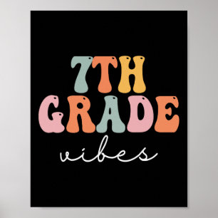 Vibes Retro Groovy Frauen glücklicher erster Tag Poster