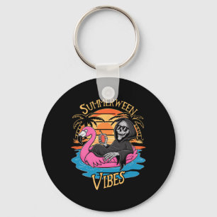 Vibes Skeleton Flamingo Spooky Halloween Summer Schlüsselanhänger