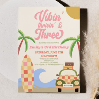 Vibes' Thrivin' & Three Surf 3. Geburtstag Party Einladung