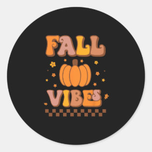 Vibes Vintage Groovy Herbstsaison Retro Erntedankf Runder Aufkleber