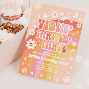 Vibin' Thrivin' and Three Groovy 3. Geburtstag Einladung