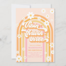 Vibin' Thrivin' Three Boho Daisy Rainbow Einladung