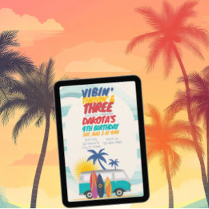 Vibin' Thrivin' & Three Surf Van 3. Geburtstag Einladung