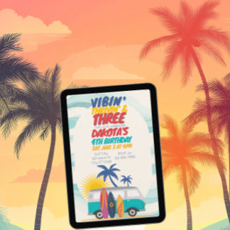 Vibin' Thrivin' & Three Surf Van 3rd Birthday Einladung