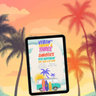 Vibin' Thrivin' & Three Surf Van 3rd Birthday Einladung