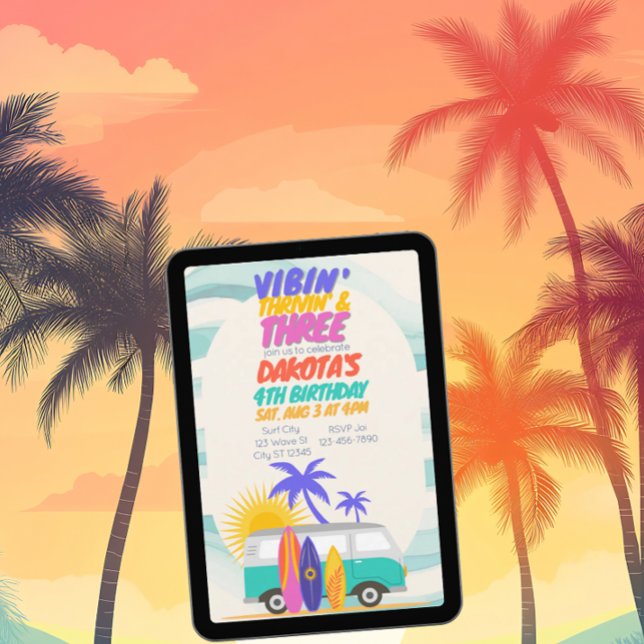 Vibin' Thrivin' & Three Surf Van 3rd Birthday Einladung (Von Creator hochgeladen)