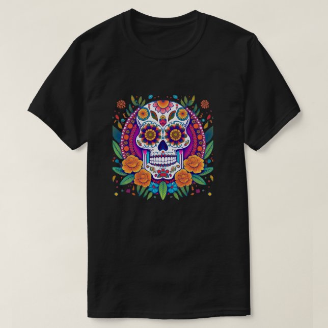 Vibranar Sugar Skull Fiesta - Dia De Los Muertos T-Shirt (Design vorne)