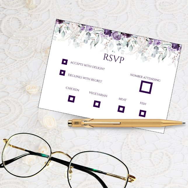 Vibranding Florals Wedding RSVP Card Dankeskarte (Von Creator hochgeladen)