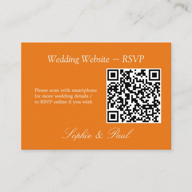 Vibranding Orange QR Code Website RSVP Card Begleitkarte (Vorderseite)