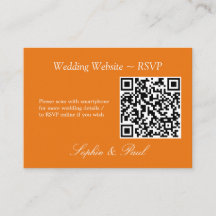 Vibranding Orange QR Code Website RSVP Card