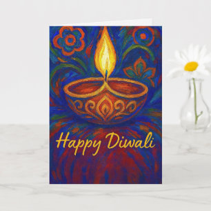 Vibranding Painted Diya Happy Diwali Gruß Karte