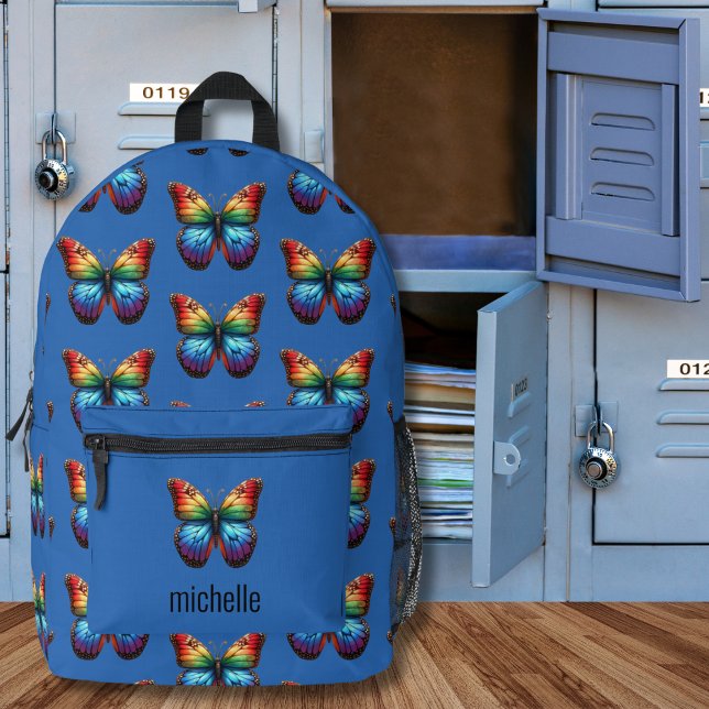 Vibranding Rainbow Butterfly Monogram Bedruckter Rucksack (Von Creator hochgeladen)