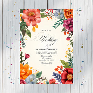 Vibranding Watercolor Floral Fiesta Wedding QR Cod Einladung