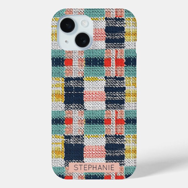Vibranding Woven Kariert - Retro Boho Checkered Mu Case-Mate iPhone Hülle (Rückseite)