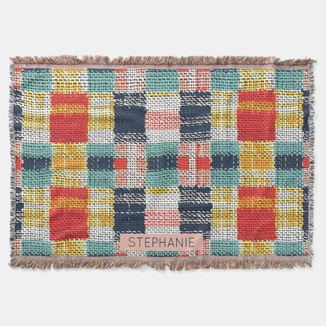 Vibranding Woven Kariert - Retro Boho Checkered Mu Decke (Vorderseite)