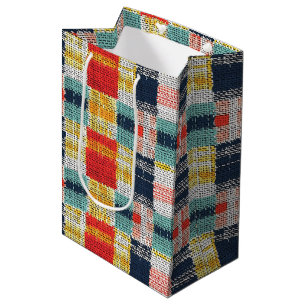 Vibranding Woven Kariert - Retro Boho Checkered Mu Mittlere Geschenktüte