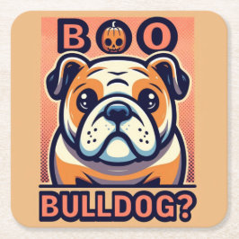 Vibranend Bulldog : Halloween Pop Art Design Rechteckiger Pappuntersetzer