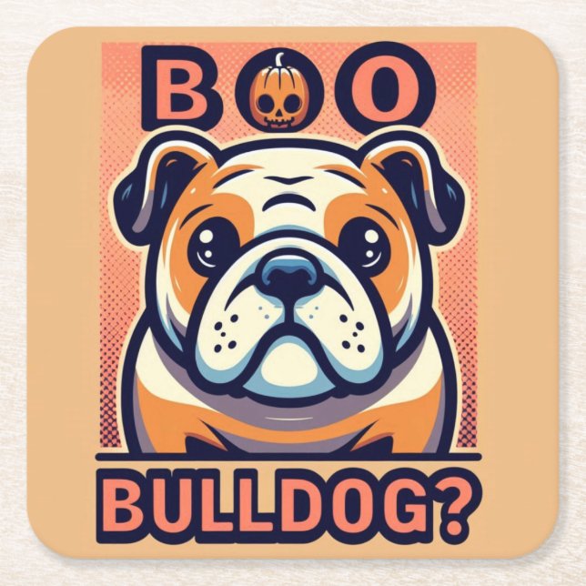 Vibranend Bulldog : Halloween Pop Art Design Rechteckiger Pappuntersetzer (Vorderseite)