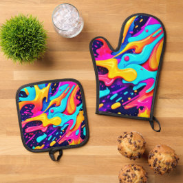 Vibranend Color Chaos Art Ofenhandschuh & Topflappen-Set