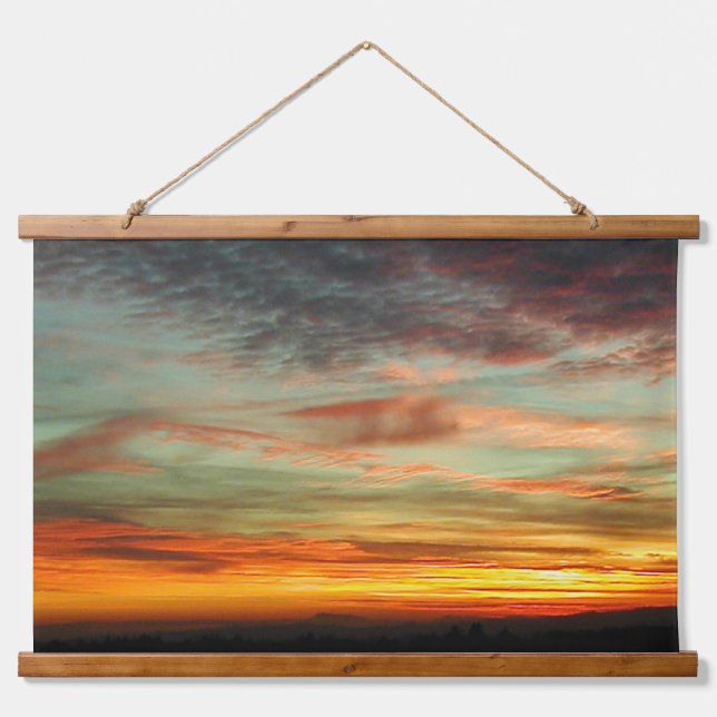 Vibranend Glows Oregon Sunset Wandteppich Mit Holzrahmen (Vorne)