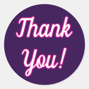 Vibranend Hot Pink Neon Glow Danke Labels Lila Runder Aufkleber