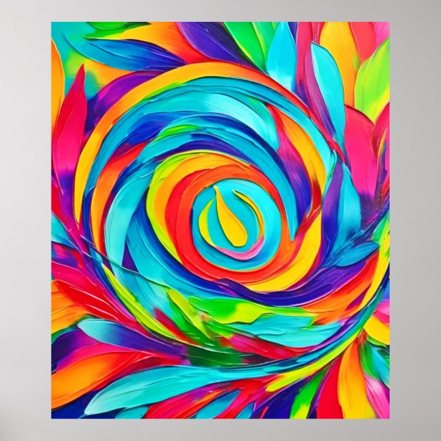 Vibranend Psychedelic Floral Spiral Painting Poster (Vorne)