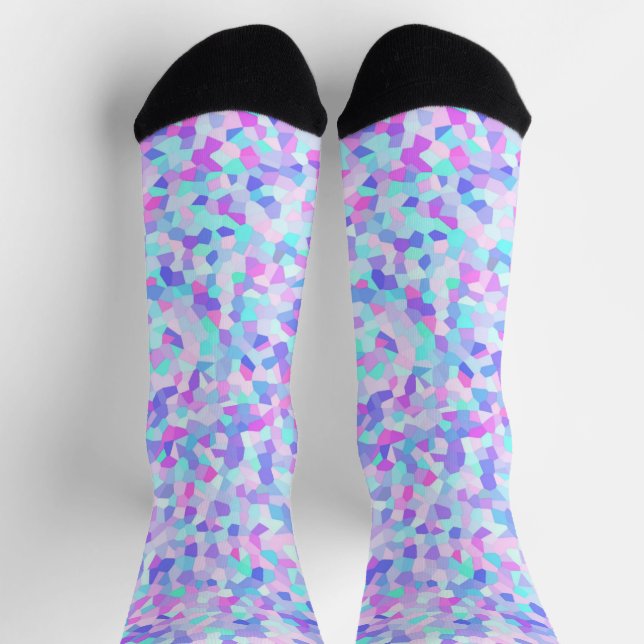Vibranful Colorful Funky Boho Groovy Sprinkle Mosa Socken (Oben)