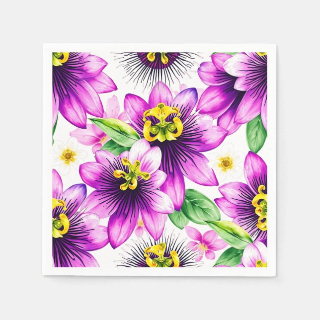 Vibraning Passion Blume Watercolor Muster Serviette (Vorderseite)