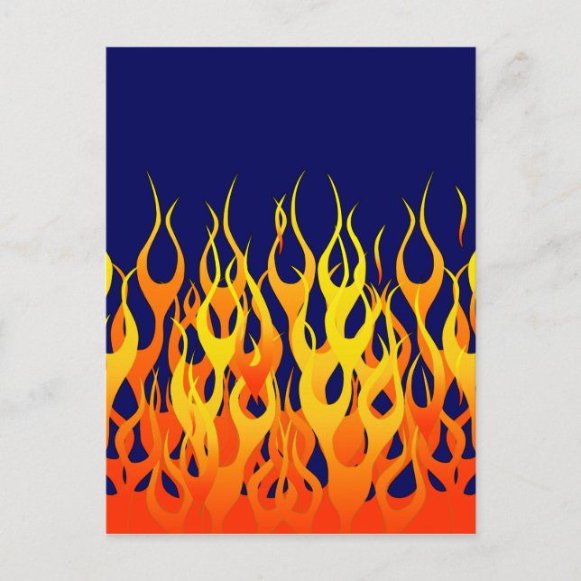 Vibraning Racing Flammen auf Navy Blue Postkarte (Vorderseite)